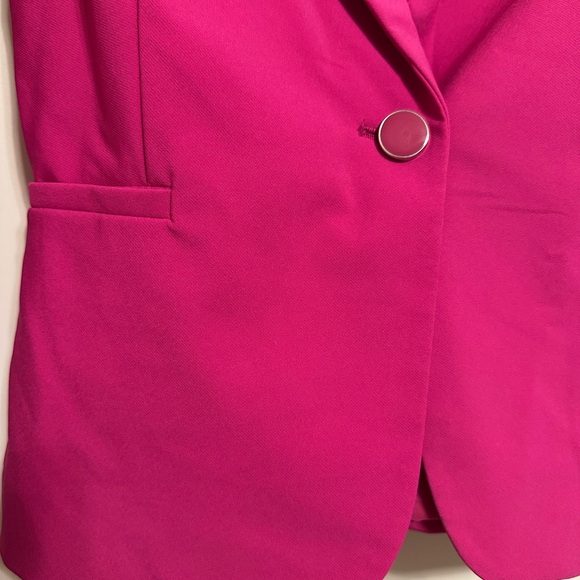 Nicole Miller Pink Fuchsia Stretch One Lined Button Blazer Jacket Sz XS - Picture 3 of 5